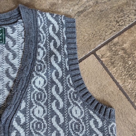 Woolrich Sweater Vest Women's Charcoal Heather Cotton Cable Knit Size L. - Picture 5 of 15